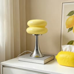 Murano Glass Stacked Ring Table Lamp Bauhaus Minimalist Bedside Lamp Decor Desk Light for Bedroom Dorm & Living Room