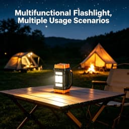 Powerful LED COB Flashlight USB Solar Charging Camping Lantern Portable Torch Waterproof Outdoor Emergency Searchlight Tent Lamp