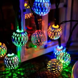 Outdoor Solar Moroccan Ball Light String 20/30 LEDs 8Lighting Modes Golden Ball Garden Decorative Light Courtyard Festival Decor
