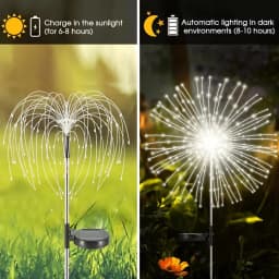 Solar Firework Ground Socket Lights Outdoor LED Lawn Fairy Lights Waterproof Garden Decor for Patio Pathway Yard Balcony