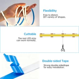 5V USB COB LED Strip Light 320LEDs/m 3Keys Dimmable ON/OFF Switch 1m-5m 8mm Flex Tape for Mirror TV Cabinet Stairs Lighting