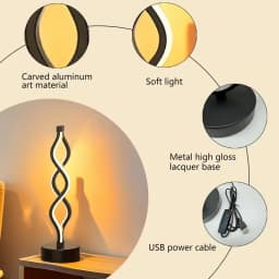 Dimmable Touch Control Table Lamp Spiral Modern Bedside Lamp with 3 Colors of LED Lights Decorative Lamp for Home Living Room