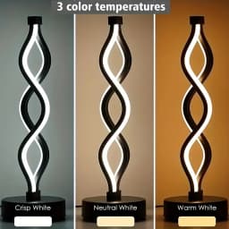 Dimmable Touch Control Table Lamp Spiral Modern Bedside Lamp with 3 Colors of LED Lights Decorative Lamp for Home Living Room