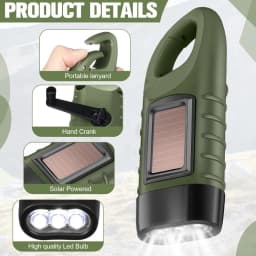 Solar Hand Crank Flashlight LED Dynamo Hand Press Torch Portable Camping Survival Lamp Outdoor Home Power Emergency Light
