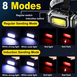 30W Powerful Headlamp USB Rechargeable Lamp Wave Sensor COB Bicycle Head Lights Red Light Outdoor Runing Fishing Headlight 18650