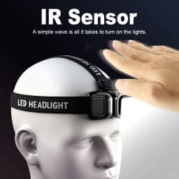 30W Powerful Headlamp USB Rechargeable Lamp Wave Sensor COB Bicycle Head Lights Red Light Outdoor Runing Fishing Headlight 18650