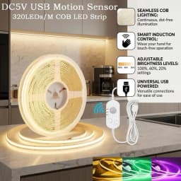 DC5V USB Motion Sensor 8mm COB LED Strip 3 Modes Dimmable Induction Night Light for Bedroom TV Backlight Kitchen Cupboard Decor