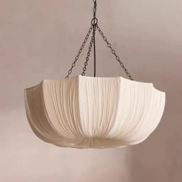 Fabric Pendant Light E27 Iron Chain Ceiling Lamp 3-Light Hanging Lamp for Dining Room Kitchen Island Bedroom Cafe Home Lighting