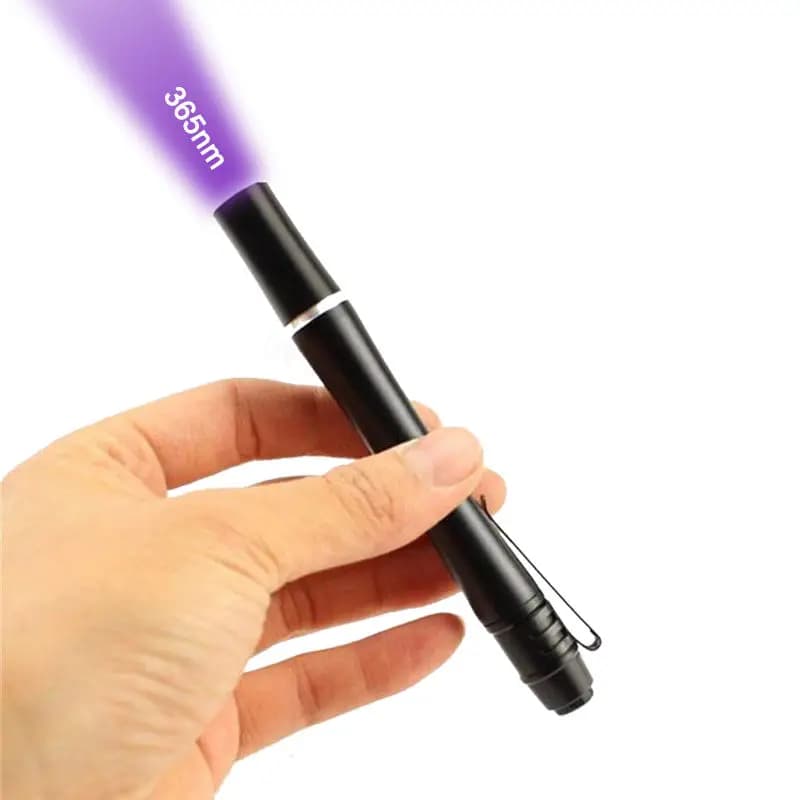 365nm UV Penlight Mini Ultra Violet Blacklight AAA Battery Metal Aluminum Pen Flashlight Torch Light for Invisible Ink Check