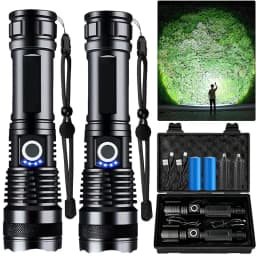 High Power LED Flashlight Super Bright Aluminum Alloy Rechargeable 26650 Battery Zoomable Flash Light for Camping