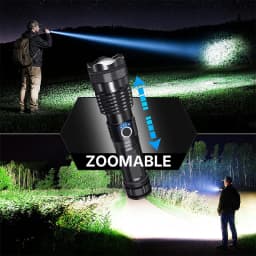 High Power LED Flashlight Super Bright Aluminum Alloy Rechargeable 26650 Battery Zoomable Flash Light for Camping