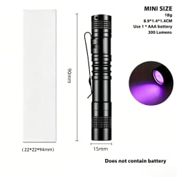Pen Clip 395nm UV Light, Pet Dog Cat Urine Detector & Scorpion Finder, Portable Ultraviolet Flashlight Lamp, Uses AAA Batteries