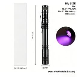 Pen Clip 395nm UV Light, Pet Dog Cat Urine Detector & Scorpion Finder, Portable Ultraviolet Flashlight Lamp, Uses AAA Batteries