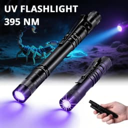Pen Clip 395nm UV Light, Pet Dog Cat Urine Detector & Scorpion Finder, Portable Ultraviolet Flashlight Lamp, Uses AAA Batteries