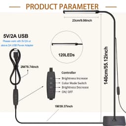 LED Floor Lamp Changeable Reading Lamp 3000K-6000K 10 Brightness Levels Flexible Gooseneck Adjustable for Living Room Bedroom