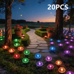 Secret Garden Glow Solar In-Ground Path Lights, Outdoor Waterproof Walkway Disk Lights for Yard Driveway Decoration