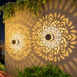 4PCS LED Solar Mandala Wall Lamp Openwork Projection Lawn Light Outdoor Garden Decor Landscape Light for Garden Lawn Fence Porch