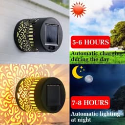 4PCS LED Solar Mandala Wall Lamp Openwork Projection Lawn Light Outdoor Garden Decor Landscape Light for Garden Lawn Fence Porch