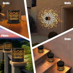 4PCS LED Solar Mandala Wall Lamp Openwork Projection Lawn Light Outdoor Garden Decor Landscape Light for Garden Lawn Fence Porch