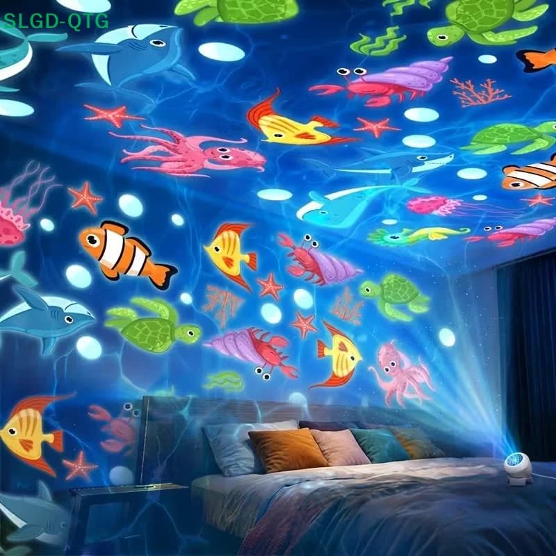 LED Starry Ocean Projector Light, Ocean Rotating Dynamic Projection Night Light, USB Plug-in Ambient Lamp, Decorative Lighting