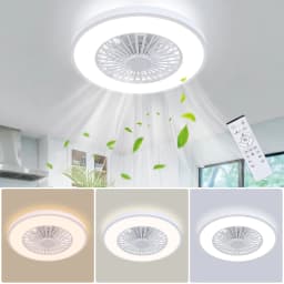 Silent Ceiling Fan with Light 6-Speed Choice Reversible DC Motor 3CCT 22inch with Remote Control Whisper Easy Install Black/White Shipped from USA