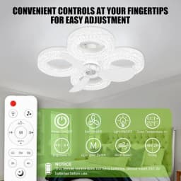 Smart LED Ceiling Fan Light 48W with Remote 3 Wind Speeds 2/4H Timer 3000K-6500K for Living Room Bedroom
