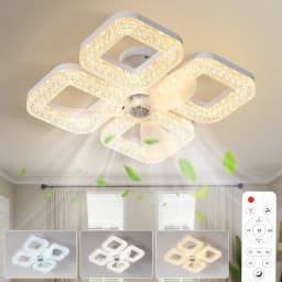 Smart LED Ceiling Fan Light 48W with Remote 3 Wind Speeds 2/4H Timer 3000K-6500K for Living Room Bedroom