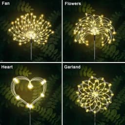 Solar Dandelion Firework Light Outdoor Waterproof Garden Fairy Lights for Christmas Halloween New Year Yard Patio Lawn Decor