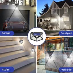 1~8Pcs 100LED Solar Lights with 270° Wide-Angle Motion Sensor 3 Modes Outdoor Waterproof Solar Wall Lights for Gate Yard Garage