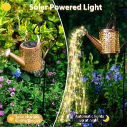 1/2Pcs Solar Lights Outdoor Watering Can LED Lamp Waterproof Hanging Lantern String Waterfall Decorative or Yard Patio Garden