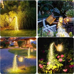 1/2Pcs Solar Lights Outdoor Watering Can LED Lamp Waterproof Hanging Lantern String Waterfall Decorative or Yard Patio Garden