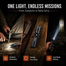 Zoomable LED Beam Light Portable Flashlight USB Rechargeable Home Outdoor Camping Hunting Fishing Hiking Emergency Lighting Lamp