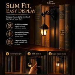 Vintage Gothic Metal Reading Lamp LED Night Light Ornament Book Decor Hanging Bookshelf Lamp for study Home Library