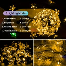 Outdoor Solar Cherry Blossom LED String Lights 20 50 100 200 LED Flower Fairy Lights for Christmas New Year Garden Party Decor