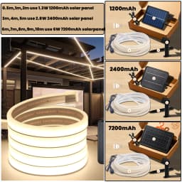 DC24V Solar COB Neon LED Strip 320LEDs/m Waterproof Flexible Silicone Rope Light Outdoor Yard Patio Home Garden Landscape Decor