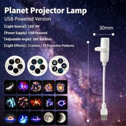 Mini USB Galaxy Star Projector Night Light 5/10/15 Patterns Clear Image With Film Starry Sky Ambient Light For Bedroom Car Decor