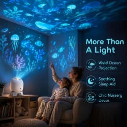 360 Degree Rotating Dreamy Ocean Projector Ocean World Flexible Neck Party Ambient Light Ocean-Themed Snowflake Projector Lamp