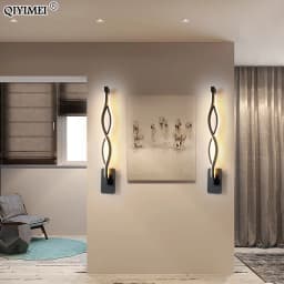 Modern Minimalist Wall Lamps Living Room Bedroom Bedside Luster AC90V-260V LED Indoor Black White Lamp Aisle Lighting Decoration