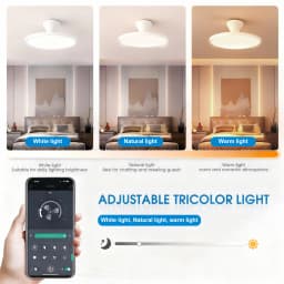New Ultra-Thin Chandelier Fan LED Invisible Ceiling Fan with Light 3 Folding Blades Pendant Light Kitchen Living Room Office