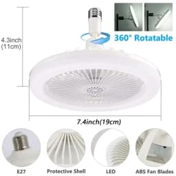 2 In 1 Indoor 30W Ceiling Fan Lamps with Remote Control 360°Rotating E27 Living Room Bedroom Lighting LED Decorative Lights