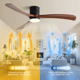 38/56inch Low Floor Ceiling Fan Light 3 Blades DC Motor Remote Control LED Lights for Restaurant Coffee Shop Home Hotel Office