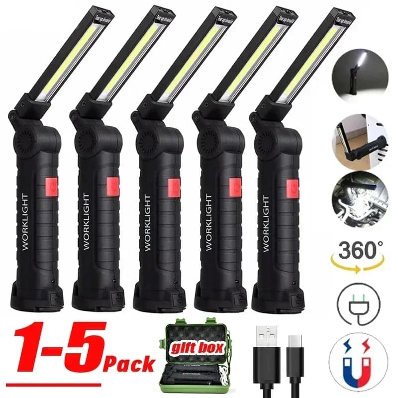Multifunctional Folding Work Light Portable Camping Light Type-C Rechargeable Flashlight With Built-in Battery Magnetic Lamp