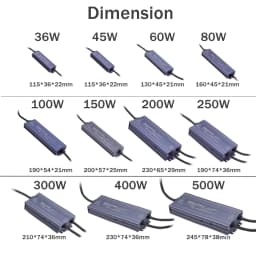 Switching Power Supply AC 170V-265V to DC 12V 24V 36W 200W 400W 500W Outdoor LED Light Transformer IP67 Waterproof