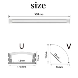 1-30Pcs/lot LED Aluminum profile 0.5m/pcs U/V shape Corner for 5050 2835 LED Strip Bar Lamp channel Holder White/Black Cover