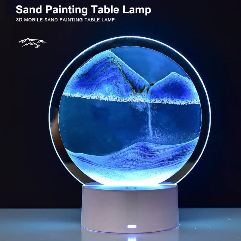 Quicksand Table Lamp, Internet Red Hourglass Decompression Ornament 3D Three-Dimensional Sand Painting Water Painting Colorful R