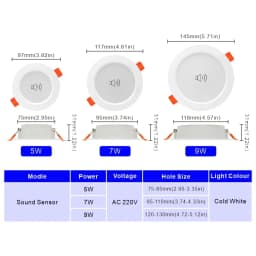 2pcs/lot Led Downlight 5W 7W 9W 220V Sound Sensor Ceiling Light 2.5/3/4 inch Round Led Panel Down Light Voice Control Spotlight