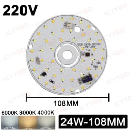 6W 8W 12W 24W 36W 48W LED Chip 220V Driver-Free Three-Color Aisle PCB Light Source Accessories Round LED Light Panel
