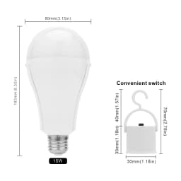 Portable E27 15W LED Emergency Light Bulb 1600mAh Rechargeable Camping Lamp 85-265V for Home Power Failure Tent Garden Lamp