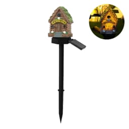 LED Solar Lawn Light Multi Craft Miniature Fairy House Solar Powered Outdoor Decor LED Garden Light Resin Cottage Christmas Lamp