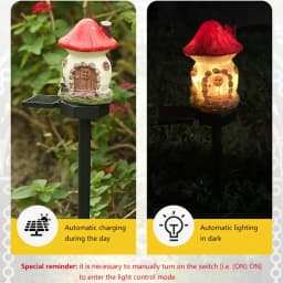 LED Solar Lawn Light Multi Craft Miniature Fairy House Solar Powered Outdoor Decor LED Garden Light Resin Cottage Christmas Lamp